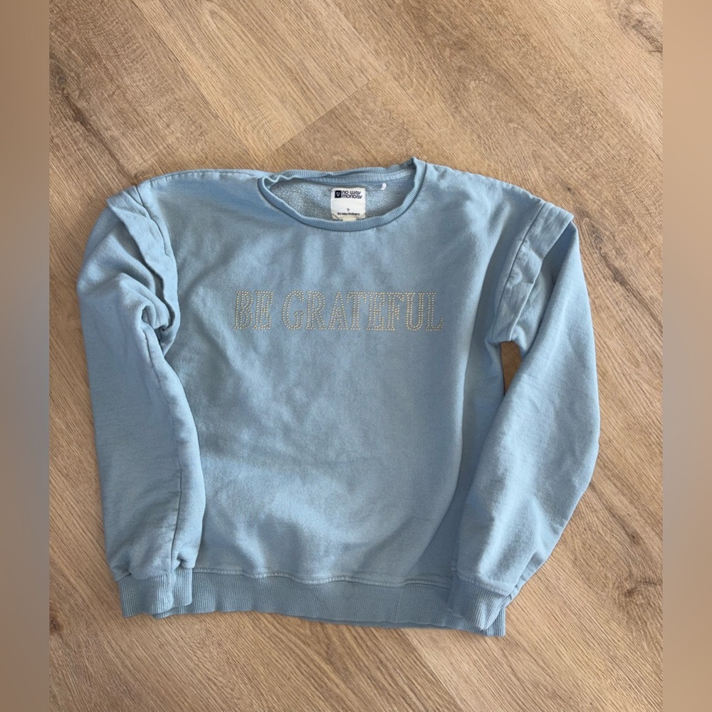 Be Grateful Crewneck Sweater - Light Blue